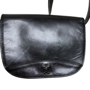 bag SANTA CROCE black leather crossbody Italy classic 6x8x1.5 vintage